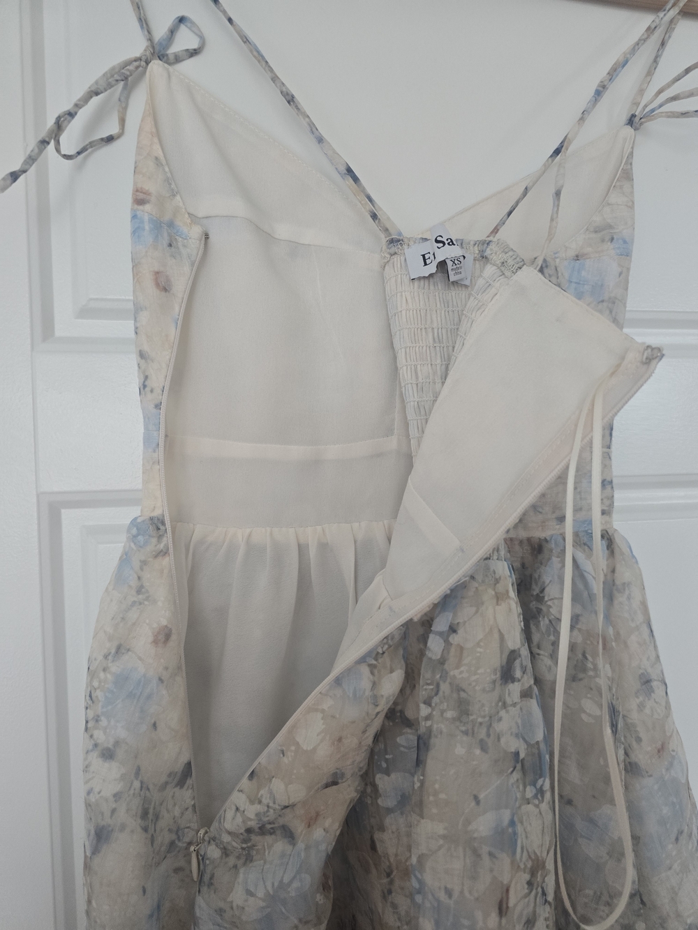 En Saison Blue and Cream Floral Maxi Dress with Spaghetti Straps - Picture 3 of 4